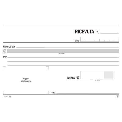 BLOCCO RICEVUTE GENERICHE FLEX 50 FG. 2 COPIE CARTA CHIMICA 10 X 16,5